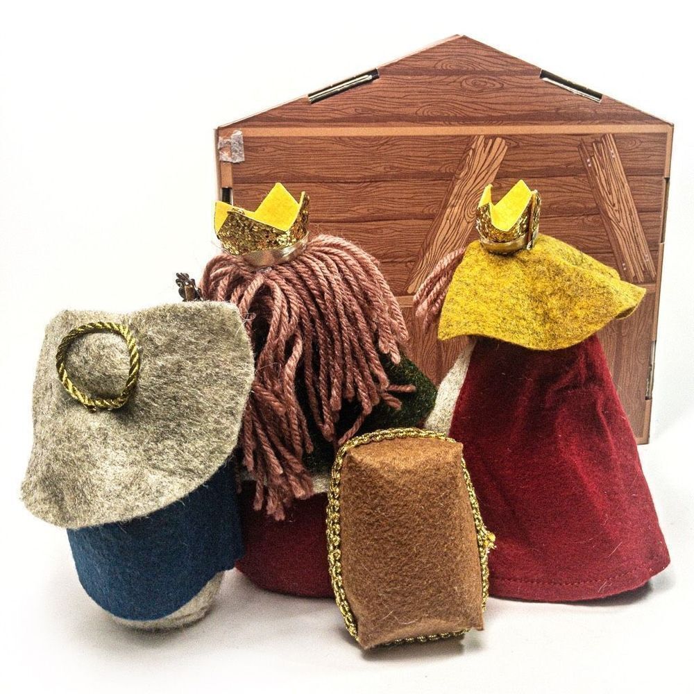Felted Plush Nativity Crèche 5 Pieces Christmas Decor - Picture 9 of 14